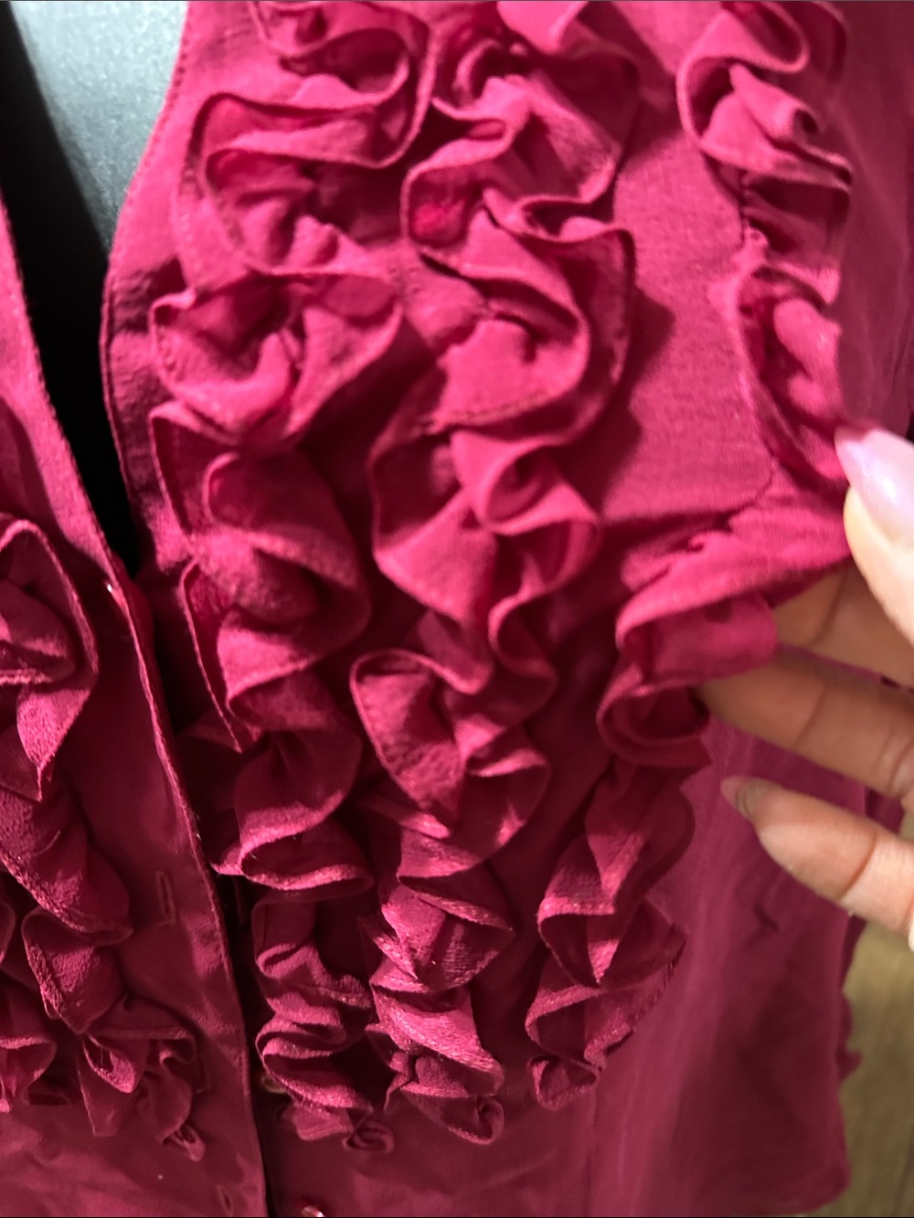 Coldwater Creek Ruffled Button-Front Blouse - Fuchsia - Picture 5 of 7
